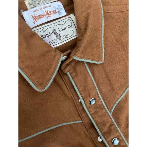 Ralph Lauren womens western shirt vintage 1970s snap top RL Country brown Polo S - Picture 7 of 7